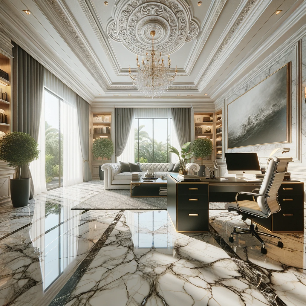 Oficina elegante con piso en mármol
